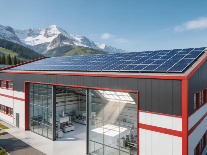Bystronic sustainable Swiss manufacturing facility with solar panels