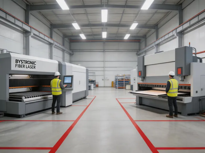 Sheet metal job shop using Bystronic ByStar Fiber and Xpert press brake